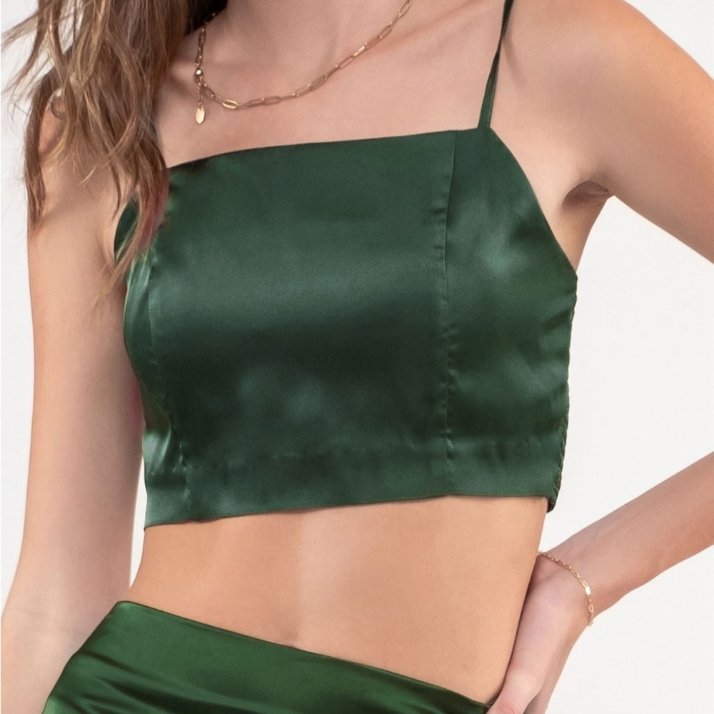 NWT Satin Green Top